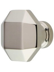 Menlo Park Octagonal Faceted Cabinet Knob - 1 1/4 inch Diameter in Polished Nickel.